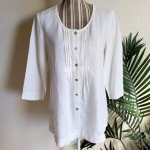 EILEEN FISHER 100% Organic Linen Off-white Blouse Top Tunic size S Oversized